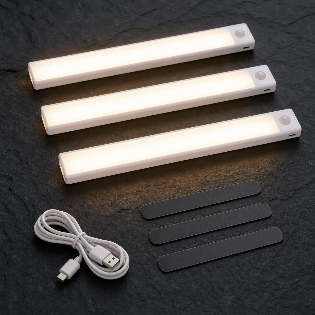 Three Tidalane LED light bars with USB cable and magnetic strips
