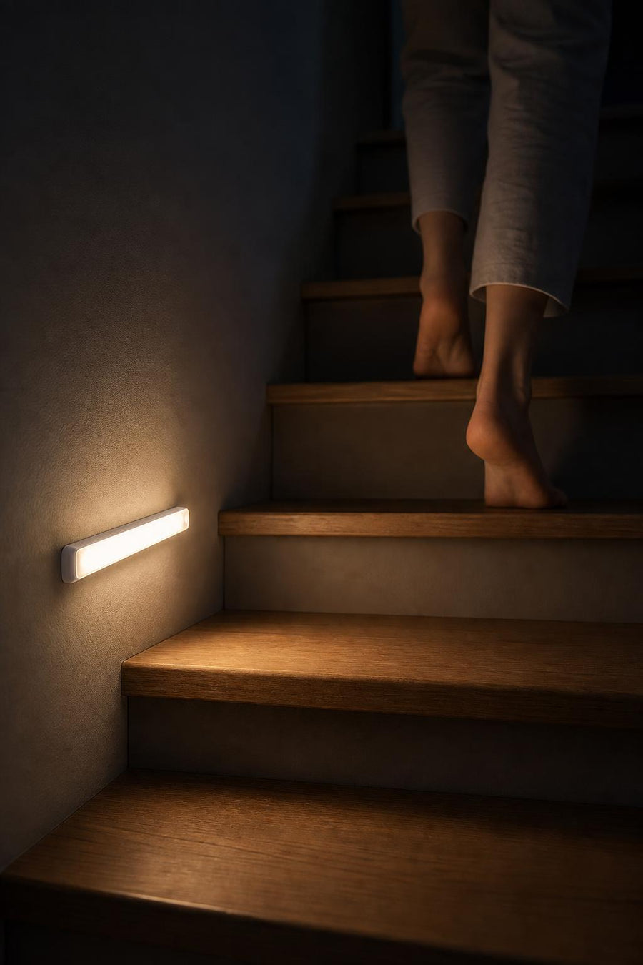 LED light bar lighting stairs at night